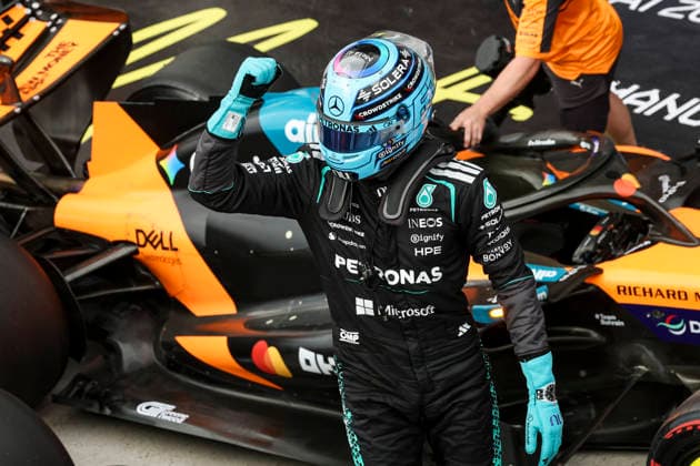 F1 - CANADIAN GRAND PRIX 2026 RUSSELL George (gbr), Mercedes AMG F1 Team W17, portrait celebration pole position during the Formula 1 Grand Prix du Canada 2026, 5th round of the 2026 Formula One World Championship, WM, Weltmeisterschaft from May 22 to 24, 2026 on the Circuit Gilles Villeneuve, in MontrÃ al, Canada - MontrÃ alCanada  Copyright: xXavixBonillax