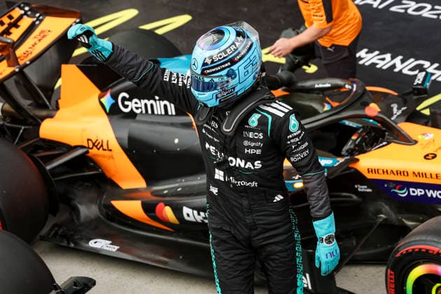 F1 - CANADIAN GRAND PRIX 2026 RUSSELL George (gbr), Mercedes AMG F1 Team W17, portrait celebration pole position during the Formula 1 Grand Prix du Canada 2026, 5th round of the 2026 Formula One World Championship, WM, Weltmeisterschaft from May 22 to 24, 2026 on the Circuit Gilles Villeneuve, in MontrÃ al, Canada - MontrÃ alCanada  Copyright: xXavixBonillax