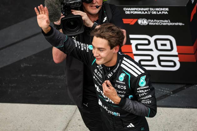 F1 - CANADIAN GRAND PRIX 2026 RUSSELL George (gbr), Mercedes AMG F1 Team W17, portrait celebration pole position during the Formula 1 Grand Prix du Canada 2026, 5th round of the 2026 Formula One World Championship, WM, Weltmeisterschaft from May 22 to 24, 2026 on the Circuit Gilles Villeneuve, in MontrÃ al, Canada - MontrÃ alCanada  Copyright: xXavixBonillax