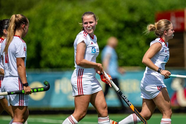BHC 1. Damen - Club Raffelberg - Feldhockey, 2. Playdown Spiel, 1. Bundesliga, Frauen Bremen, Deutschland, 23.05.26: BHC 1. Damen - Club Raffelberg im Bremer Hockey-Club e.V. am 23.05.2026 in Bremen, Deutschland. (Foto von Axel Kaste) Lena Frerichs Jubel Tor Freude Bremen Bremer Hockey-Club e.V. Freie Hansestadt Bremen Deutschland