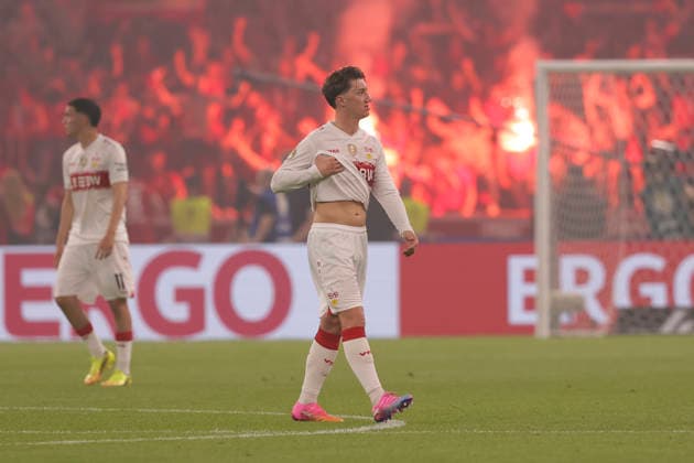 Angelo Stiller (VfB Stuttgart) looks dejected during the DFB Cup Final 2026 match between FC Bayern München and VfB Stuttgart at Olympiastadion on May 23, 2026 in Berlin, Germany. (Photo by Oliver Kaelke DeFodi Images) -
