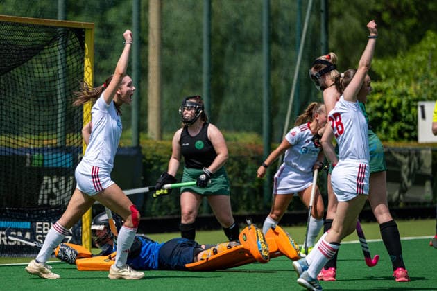 BHC 1. Damen - Club Raffelberg - Feldhockey, 2. Playdown Spiel, 1. Bundesliga, Frauen Bremen, Deutschland, 23.05.26: BHC 1. Damen - Club Raffelberg im Bremer Hockey-Club e.V. am 23.05.2026 in Bremen, Deutschland. (Foto von Axel Kaste) Torjubel BHC Bremen Bremer Hockey-Club e.V. Freie Hansestadt Bremen Deutschland