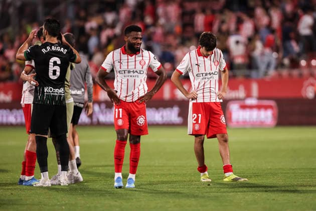May 23, 2026, Girona, Girona, SPAIN: Thomas Lemar and Bryan Gil of Girona FC dejected following the team s relegation after the Spanish league, LaLiga EA Sports, football match played between Girona FC and Elche CF at Montilivi stadium on May 23, 2026 in Girona, Spain. Girona FC V Elche CF - LaLiga EA Sports  - ZUMAa181 20260523_zaa_a181_342 Copyright: xJavierxBorregox