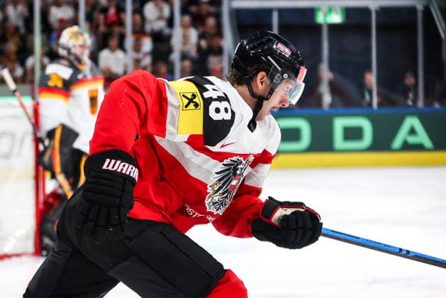 Ice hockey, Eishockey - IIHF WC 2026 ZURICH,SWITZERLAND,23.MAY.26 - ICE HOCKEY - IIHF Ice Hockey World Championship, WM, Weltmeisterschaft 2026, group stage, Austria vs Germany. Image shows Lucas Thaler (AUT).  GEPAxpictures xMaticxKlansek