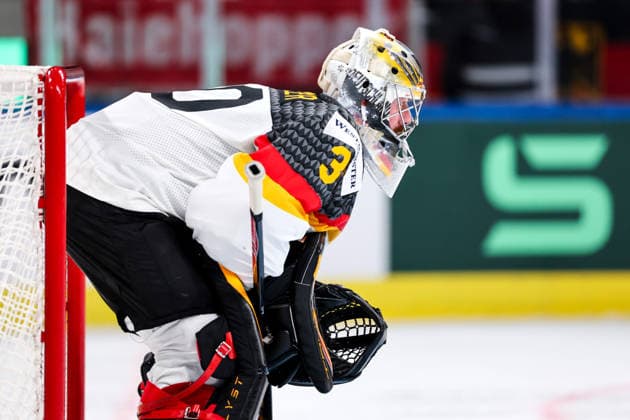 Ice hockey, Eishockey - IIHF WC 2026 ZURICH,SWITZERLAND,23.MAY.26 - ICE HOCKEY - IIHF Ice Hockey World Championship, WM, Weltmeisterschaft 2026, group stage, Austria vs Germany. Image shows Philipp Grubauer (GER).  GEPAxpictures xMaticxKlansek