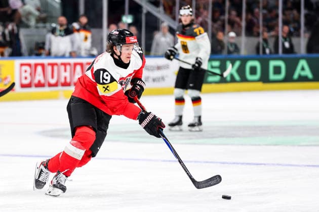 Ice hockey, Eishockey - IIHF WC 2026 ZURICH,SWITZERLAND,23.MAY.26 - ICE HOCKEY - IIHF Ice Hockey World Championship, WM, Weltmeisterschaft 2026, group stage, Austria vs Germany. Image shows Vinzenz Rohrer (AUT).  GEPAxpictures xMaticxKlansek