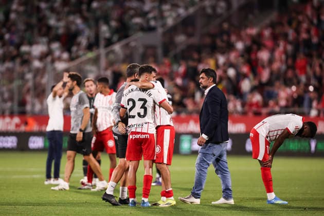 May 23, 2026, Girona, Girona, SPAIN: Players of Girona FC dejected following the team s relegation after the Spanish league, LaLiga EA Sports, football match played between Girona FC and Elche CF at Montilivi stadium on May 23, 2026 in Girona, Spain. Girona SPAIN - ZUMAa181 20260523_zaa_a181_341 Copyright: xJavierxBorregox
