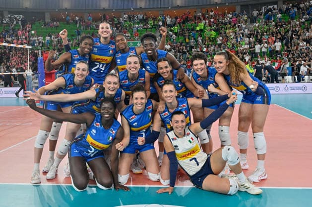 VOLLEYball - Friendly - AIA Aequilibrium Cup Women Elite - Italy vs. Turkiye Photo by IPA ABACAPRESS.COM85013214 - Team Italy rejoices after winning the match during AIA Aequilibrium Cup Women Elite - Italy vs Turkiye, Volleyball Test Match in Genoa, Italy, May 23 2026 Genoa Italy  Copyright: xIPAxSport ABACAx