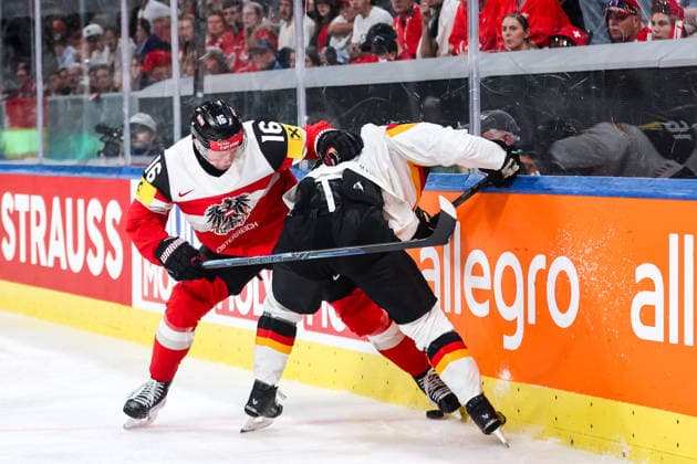 Ice hockey, Eishockey - IIHF WC 2026 ZURICH,SWITZERLAND,23.MAY.26 - ICE HOCKEY - IIHF Ice Hockey World Championship, WM, Weltmeisterschaft 2026, group stage, Austria vs Germany. Image shows Dominic Zwerger (AUT).  GEPAxpictures xMaticxKlansek