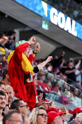 Ice hockey, Eishockey - IIHF WC 2026 ZURICH,SWITZERLAND,23.MAY.26 - ICE HOCKEY - IIHF Ice Hockey World Championship, WM, Weltmeisterschaft 2026, group stage, Austria vs Germany. Image shows the rejoicing of Germany fans.  GEPAxpictures xMaticxKlansek