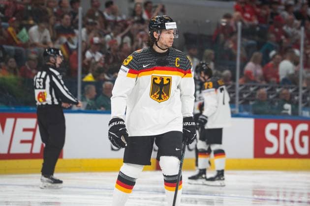 ZURICH, ZURICH - MAY 23: Moritz Seider of Germany during the 2026 IIHF World Championship, WM, Weltmeisterschaft match between Austria and Germany at Swiss Life Arena on May 23, 2026 in Zurich, Zurich, Switzerland.  Copyright: xLivioxBaeriswylx xSPPx Sportspressphoto_152996