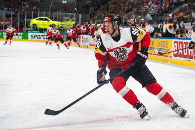 ZURICH, ZURICH - MAY 23: Mario Huber of Austria during the 2026 IIHF World Championship, WM, Weltmeisterschaft match between Austria and Germany at Swiss Life Arena on May 23, 2026 in Zurich, Zurich, Switzerland.  Copyright: xLivioxBaeriswylx xSPPx Sportspressphoto_153023