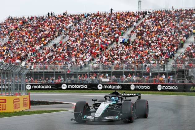 F1 Grand Prix of Canada - Qualifying Session MONTREAL, QUEBEC - MAY 23 : George Russell of Great Britain and Mercedes-AMG Petronas F1 team drives during the Qualifying session ahead of F1 Grand Prix of Canada at Circuit Gilles Villeneuve in Montreal, Quebec, Canada on May 23, 2026. Mert Alper Dervis Anadolu Montreal Canada. Editorial use only. Please get in touch for any other usage.  Copyright: x2026xAnadoluxMertxAlperxDervisx