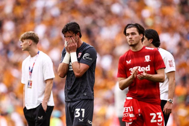 Middlesbrough v Hull City 23 May 2026, London - EFL Championship Playoff Final - Middlesbrough v Hull City - Middlesbrough goalkeeper Sol Brynn reacts to losing the match - Photo: Jacques Feeney Offside. London UK Copyright: xJacquesxFeeneyx xOffsidexOffside