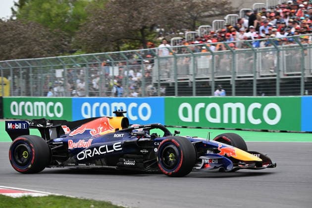 RECORD DATE NOT STATED 23rd May 2026; Circuit Gilles Villeneuve, Montreal, Quebec, Canada; 2026 FIA Formula 1 Canadian Grand Prix, Qualifying; Max Verstappen (03) of the Nearthland and Oracle Red Bull Racing exit turn 10 XavierxLeFrancois