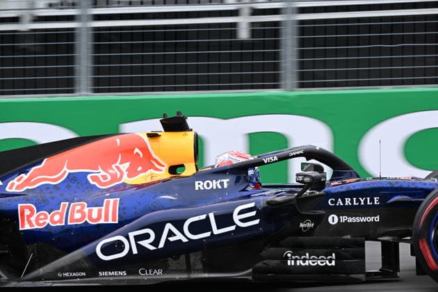 RECORD DATE NOT STATED 23rd May 2026; Circuit Gilles Villeneuve, Montreal, Quebec, Canada; 2026 FIA Formula 1 Canadian Grand Prix, Qualifying; Max Verstappen (03) of the Nearthland and Oracle Red Bull Racing exit turn 10 XavierxLeFrancois