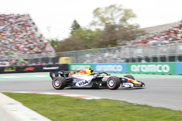 RECORD DATE NOT STATED 23rd May 2026; Circuit Gilles Villeneuve, Montreal, Quebec, Canada; 2026 FIA Formula 1 Canadian Grand Prix, Qualifying; Liam Lawson (30) of New Zeland and Visa Cash App Racing Bulls F1 Team exit turn 10 XavierxLeFrancois
