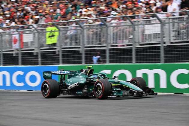 RECORD DATE NOT STATED 23rd May 2026; Circuit Gilles Villeneuve, Montreal, Quebec, Canada; 2026 FIA Formula 1 Canadian Grand Prix, Qualifying; Fernando Alonso (14) of Spain and Aston Martin Aramco F1 Team exit turn 10 XavierxLeFrancois