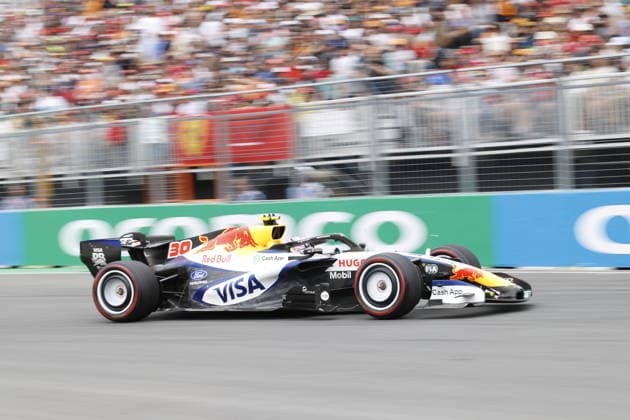RECORD DATE NOT STATED 23rd May 2026; Circuit Gilles Villeneuve, Montreal, Quebec, Canada; 2026 FIA Formula 1 Canadian Grand Prix, Qualifying; Liam Lawson (30) of New Zeland and Visa Cash App Racing Bulls F1 Team exit turn 10 XavierxLeFrancois
