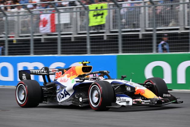RECORD DATE NOT STATED 23rd May 2026; Circuit Gilles Villeneuve, Montreal, Quebec, Canada; 2026 FIA Formula 1 Canadian Grand Prix, Qualifying; Liam Lawson (30) of New Zeland and Visa Cash App Racing Bulls F1 Team exit turn 10 XavierxLeFrancois