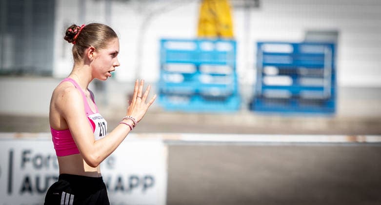 B&S Kurpfalz Gala; Weinheim, 23.05.2026 Fokussiert: Dorothea Gantert (GER SpVg Laatzen) im Hochsprung der Frauen; B&S Kurpfalz Gala am 23.05.2026 im Sepp-Herberger-Stadion in Weinheim (Baden-Württemberg). Copyright: xBEAUTIFULxSPORTS R.xSchmittx