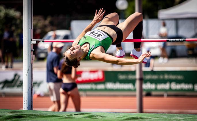 B&S Kurpfalz Gala; Weinheim, 23.05.2026 Joana Herrmann (GER SV Teuto Riesenbeck) im Hochsprung der Frauen; B&S Kurpfalz Gala am 23.05.2026 im Sepp-Herberger-Stadion in Weinheim (Baden-Württemberg). Copyright: xBEAUTIFULxSPORTS R.xSchmittx