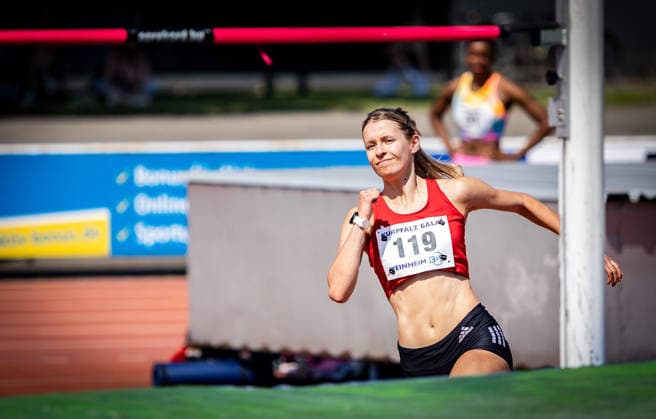 B&S Kurpfalz Gala; Weinheim, 23.05.2026 Maryna Kovtunova (GER TS Herzogenaurach) im Hochsprung der Frauen; B&S Kurpfalz Gala am 23.05.2026 im Sepp-Herberger-Stadion in Weinheim (Baden-Württemberg). Copyright: xBEAUTIFULxSPORTS R.xSchmittx