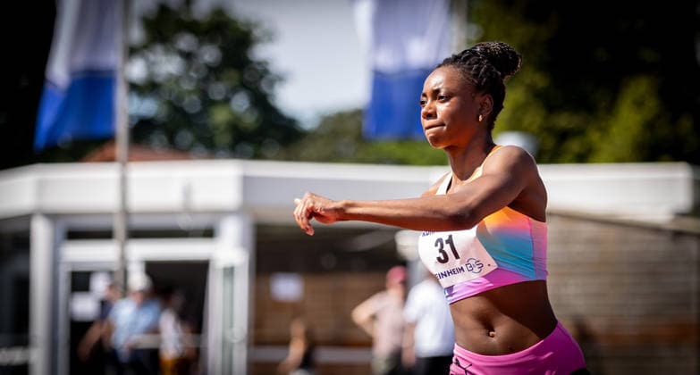 B&S Kurpfalz Gala; Weinheim, 23.05.2026 Blessing Enatoh (GER LG Nord Berlin) im Hochsprung der Frauen; B&S Kurpfalz Gala am 23.05.2026 im Sepp-Herberger-Stadion in Weinheim (Baden-Württemberg). Copyright: xBEAUTIFULxSPORTS R.xSchmittx