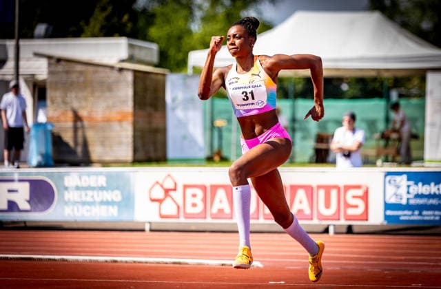 B&S Kurpfalz Gala; Weinheim, 23.05.2026 Blessing Enatoh (GER LG Nord Berlin) im Hochsprung der Frauen; B&S Kurpfalz Gala am 23.05.2026 im Sepp-Herberger-Stadion in Weinheim (Baden-Württemberg). Copyright: xBEAUTIFULxSPORTS R.xSchmittx