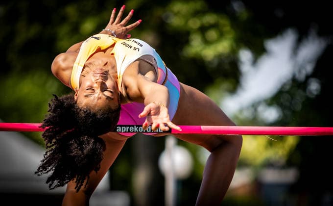 B&S Kurpfalz Gala; Weinheim, 23.05.2026 Ella Obeta (GER LG Nord Berlin) im Hochsprung der Frauen; B&S Kurpfalz Gala am 23.05.2026 im Sepp-Herberger-Stadion in Weinheim (Baden-Württemberg). Copyright: xBEAUTIFULxSPORTS R.xSchmittx