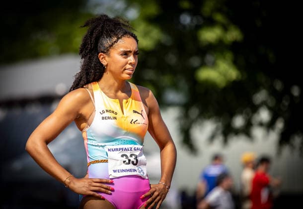 B&S Kurpfalz Gala; Weinheim, 23.05.2026 Ella Obeta (GER LG Nord Berlin) im Hochsprung der Frauen; B&S Kurpfalz Gala am 23.05.2026 im Sepp-Herberger-Stadion in Weinheim (Baden-Württemberg). Copyright: xBEAUTIFULxSPORTS R.xSchmittx