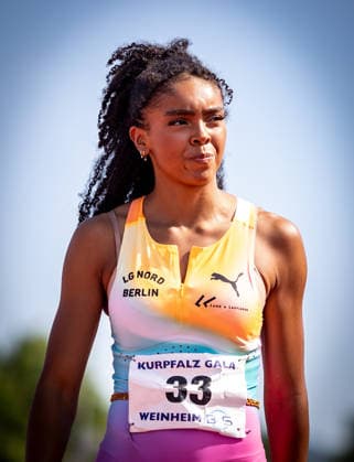 B&S Kurpfalz Gala; Weinheim, 23.05.2026 Portrait: Ella Obeta (GER LG Nord Berlin) im Hochsprung der Frauen; B&S Kurpfalz Gala am 23.05.2026 im Sepp-Herberger-Stadion in Weinheim (Baden-Württemberg). Copyright: xBEAUTIFULxSPORTS R.xSchmittx