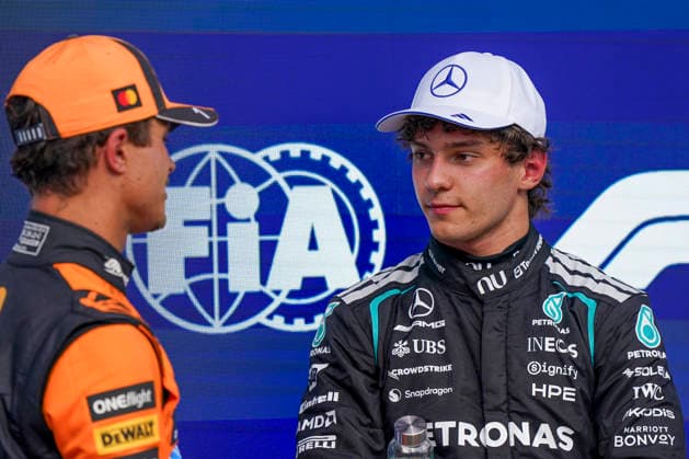 FORMULA ONE CANADIAN GRAND PRIX 2026 Lando Norris 1 (GBR) McLaren and Kimi Antonelli 12 (ITA) Mercedes after qualifying during the Formula 1 Lenovo Canadian Grand Prix 2026, 5th round of the 2026 Formula One World Championship, WM, Weltmeisterschaft from May 22 to 24, 2026 at the Circuit Gilles Villeneuve, Montreal, Canada Credit: Robbie Hoad Every Second Media Editorial use only. All images are copyright Every Second Media Limited. No images may be reproduced without prior permission. Copyright: xIMAGO EveryxSecondxMediax ESM-2005-0369 RobbiexHoadx xEveryxSecondxMediax