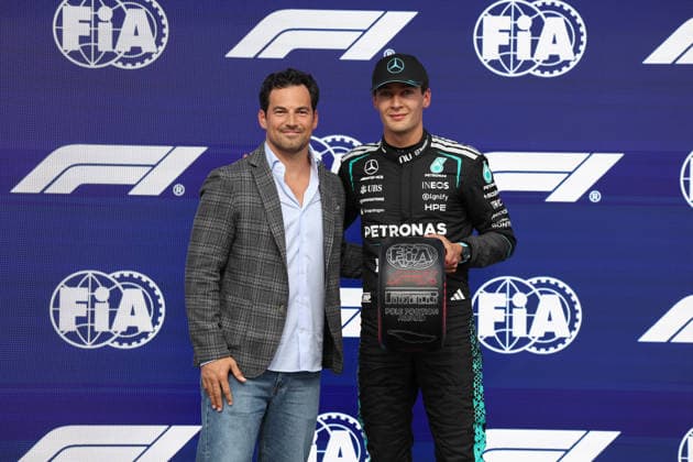 RECORD DATE NOT STATED 23rd May 2026; Circuit Gilles Villeneuve, Montreal, Quebec, Canada; 2026 FIA Formula 1 Canadian Grand Prix, Qualifying; George Russell (63) of Great Britain and Mercedes-AMG PETRONAS Formula One Team Pole winner for the main race ArtxVega