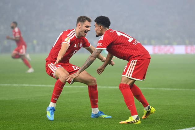 v.li:Josip STANISIC (Bayern Muenchen), Luis DIAZ (Bayern Muenchen), Jubel,Freude,Begeisterung,Aktion. Fussball 83. DFB Pokal Finale 2026 FC Bayern Muenchen - VfB Stuttgart 3-0 am 23.05.2026, Olympiastadion in Berlin. DFL DFB regulations prohibit any use of photographs as image sequences and or quasi-video