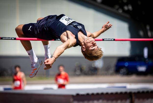 B&S Kurpfalz Gala; Weinheim, 23.05.2026 Keon Schmidt-Gothan (GER Munich Athletics) im Hochsprung der Männer; B&S Kurpfalz Gala am 23.05.2026 im Sepp-Herberger-Stadion in Weinheim (Baden-Württemberg). Copyright: xBEAUTIFULxSPORTS R.xSchmittx