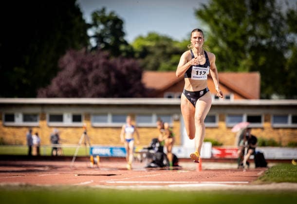 B&S Kurpfalz Gala; Weinheim, 23.05.2026 Merle Homeier (GER Hannover 96) im Weitsprung der Frauen; B&S Kurpfalz Gala am 23.05.2026 im Sepp-Herberger-Stadion in Weinheim (Baden-Württemberg). Copyright: xBEAUTIFULxSPORTS R.xSchmittx