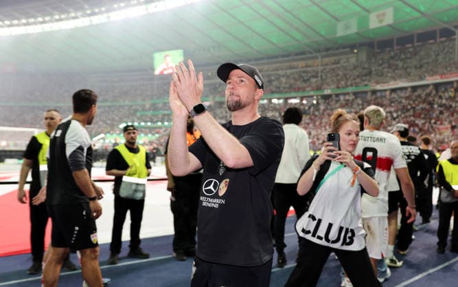23.05.26 DFB-Pokal Finale 2026 FC Bayern München - VfB Stuttgart Deutschland, Berlin, 23.05.2026, Fussball, Saison 2025 2026, DFB-Pokal Finale 2026 Berlin, FC Bayern München - VfB Stuttgart: Sebastian Hoeneß (Trainer VfB Stuttgart).