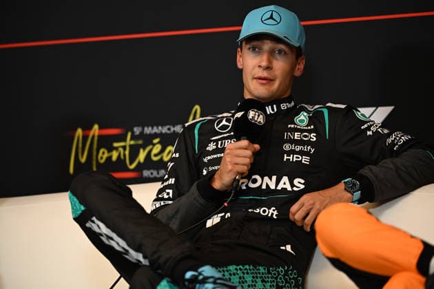 May 23, 2026, Montreal, Canada: GEORGE RUSSELL (GBR) of Mercedes-AMG 63 at the FIA press conference, PK, Pressekonferenz after qualifying on pole on qualifying day of the 2026 Formula 1 Canadian Grand Prix. Montreal Canada - ZUMAb177 20260523_aap_b177_029 Copyright: xTaidghxBarronx