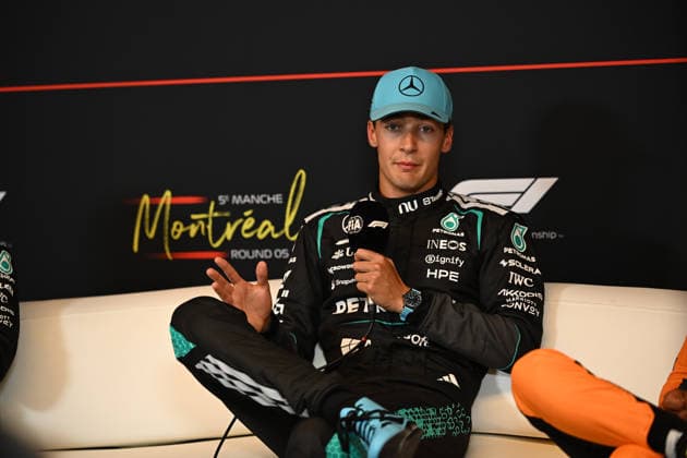 May 23, 2026, Montreal, Canada: GEORGE RUSSELL (GBR) of Mercedes-AMG 63 at the FIA press conference, PK, Pressekonferenz after qualifying on pole on qualifying day of the 2026 Formula 1 Canadian Grand Prix. Montreal Canada - ZUMAb177 20260523_aap_b177_028 Copyright: xTaidghxBarronx