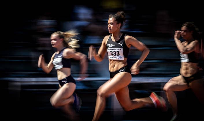 B&S Kurpfalz Gala; Weinheim, 23.05.2026 Impression: Viola John (GER LG Brillux Münster) im 100m-Rennen bei den Frauen; B&S Kurpfalz Gala am 23.05.2026 im Sepp-Herberger-Stadion in Weinheim (Baden-Württemberg). Copyright: xBEAUTIFULxSPORTS R.xSchmittx
