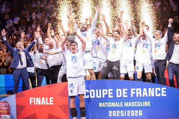 May 23, 2026, Paris, Å½Le-De-France, France: Montpellier won the 2026 handball French Cup after beating Nantes (27-24) at Accor Hotel Arena in Paris Bercy. It is the 16th title for the club from Herault that realizes the back-to-back. Ro mi Desbonnet has done 11 saved whose 3 on 7-meter throw. France News - May 23, 2026  - ZUMAp284 20260523_zip_p284_044 Copyright: xMickaelxPintax