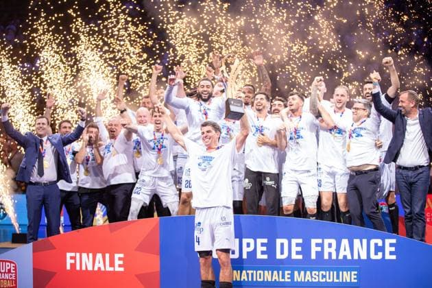 May 23, 2026, Paris, Å½Le-De-France, France: Montpellier won the 2026 handball French Cup after beating Nantes (27-24) at Accor Hotel Arena in Paris Bercy. It is the 16th title for the club from Herault that realizes the back-to-back. Ro mi Desbonnet has done 11 saved whose 3 on 7-meter throw. France News - May 23, 2026  - ZUMAp284 20260523_zip_p284_042 Copyright: xMickaelxPintax