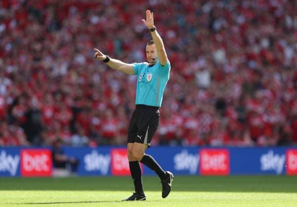 Referee Jarred Gillett Hull City v Middlesbrough, EFL Sky Bet Championship, Play-Off Final, Football, Wembley Stadium, London, UK - 23 May 2026London Wembley Stadium United Kingdom EDITORIAL USE ONLY No use with unauthorised audio, video, data, fixture lists, club league logos or live services. Online in-match use limited to 120 images, no video emulation. No use in betting, games or single club league player publications. Copyright: xKieranxMcManus Shutterstockx 16887313jv
