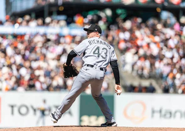 MLB, Baseball Herren, USA 2026: Chicago Vs San Francisco MAY 23 May 23 2026 Chicago pitcher Trevor Richards (43) on the hill during the MLB game between Chicago White Sox and the San Francisco Giants. Thurman James CSM (Credit Image: Â Thurman James Cal Media) San Francisco Ca USA EDITORIAL USE ONLY Copyright: xx ZUMA-20260523_zma_c04_126.jpg ThurmanxJamesx csmphotothree491546