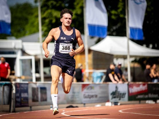 B&S Kurpfalz Gala; Weinheim, 23.05.2026 Noah Walter (GER Saarland Athletics e.V.) im 200m-Lauf der Männer; B&S Kurpfalz Gala am 23.05.2026 im Sepp-Herberger-Stadion in Weinheim (Baden-Württemberg). Copyright: xBEAUTIFULxSPORTS R.xSchmittx