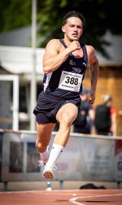 B&S Kurpfalz Gala; Weinheim, 23.05.2026 Noah Walter (GER Saarland Athletics e.V.) im 200m-Lauf der Männer; B&S Kurpfalz Gala am 23.05.2026 im Sepp-Herberger-Stadion in Weinheim (Baden-Württemberg). Copyright: xBEAUTIFULxSPORTS R.xSchmittx