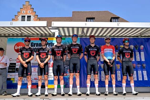 Grand Prix Criquielion 2026 Cycling Race uLESSINES, BELGIUM - MAY 24 : Tudor Pro Cycling Team on the podium before the start of race during the 58th edition of Grand Prix Criquielion an UCI Class 1.1 one day cycling road race for Men Elite of km with start in Ath and finish in Lessines on May 24, 2026 in Lessines, Belgium, 24 05 2026 Lessines Belgium  Copyright: xSesx