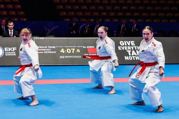 Bronze Medal Match Frauen Kata Team Deutschland, 24.05.2026, Frankfurt am Main (Deutschland), 61. Karate-Europameisterschaften 2026 Frankfurt Main