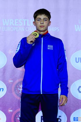 Ringen, U15 EM in Samokov U15 Wrestling European Championships Podium 62kg FS - Gold: Charalampos Topalov (GRE)